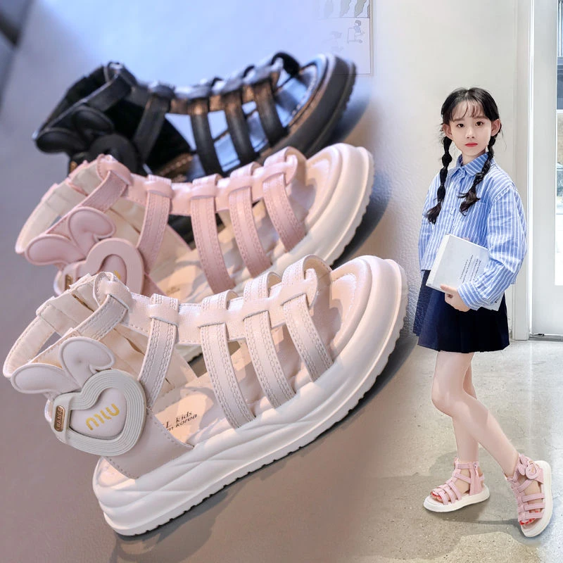 童鞋女童凉鞋2025夏季新款儿童运动沙滩鞋小女孩中大童软底罗马鞋