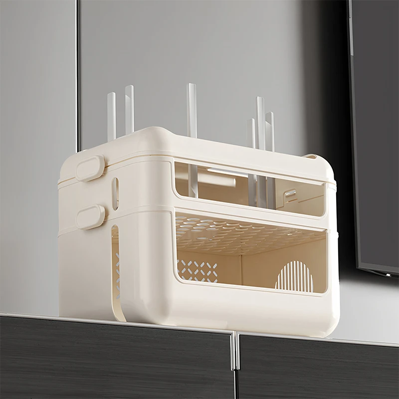 wifi盒子路由器放置架光猫插排收纳盒桌面插线板理线盒路由器支架