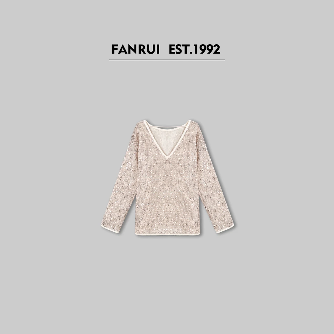 FANRUI/泛芮「浅滩银珠」夏季高奢重工珠片设计感新款上衣女B14873