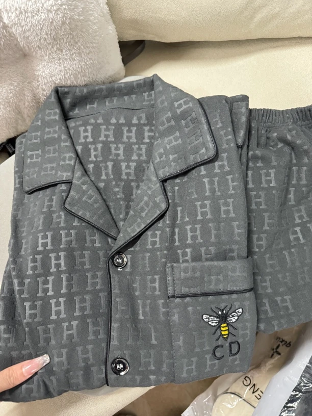 琦欣家男款磨毛H提花高定时尚家居服套装秋冬