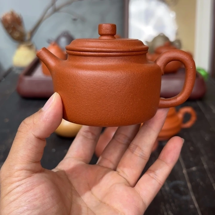 茶壶紫砂全手德钟130毫升大红泥
