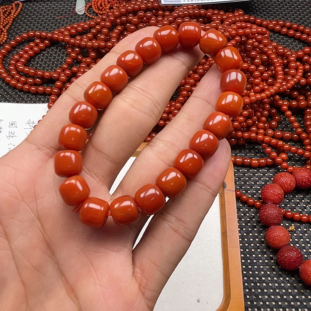 玛瑙/玉髓未镶嵌手链南红老型卡9手串