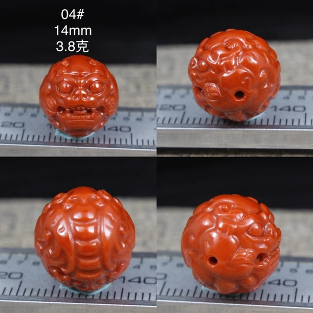 一物一图满色满肉南红玛瑙雕刻貔貅圆珠横孔顶珠隔珠配饰diy原矿