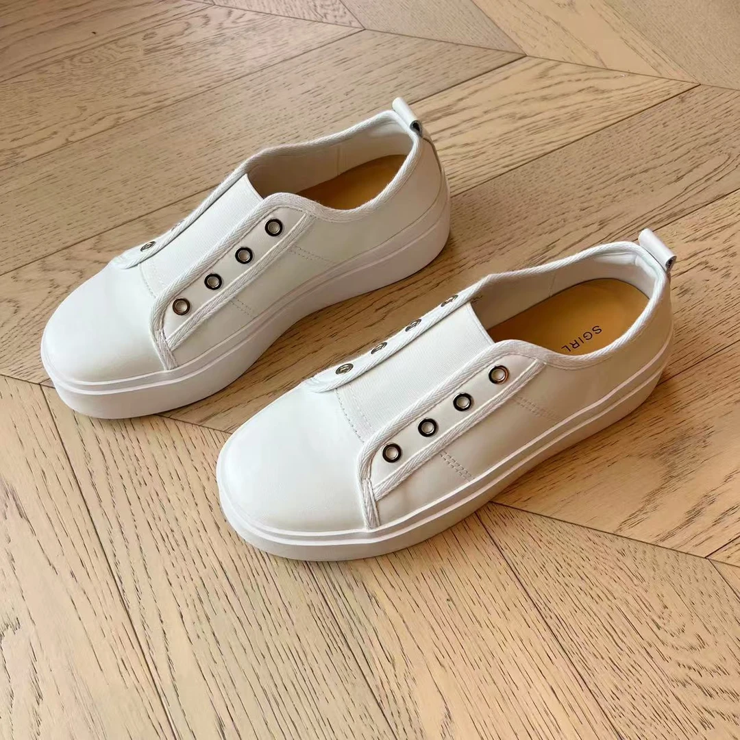 【秀秀新品】 皮质厚底一脚蹬百搭休闲鞋