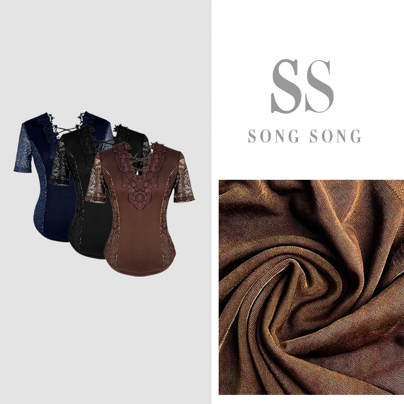 SONG-原创【上衣-山风之梦】新款钉珠拼接蕾丝时尚显瘦透气百搭