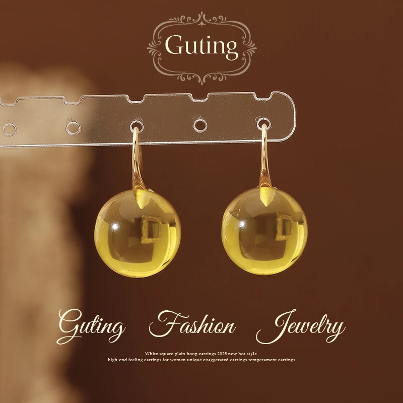 铜合金合成锆石耳饰 21577法式小灯泡复古耳环韩系气质耳饰