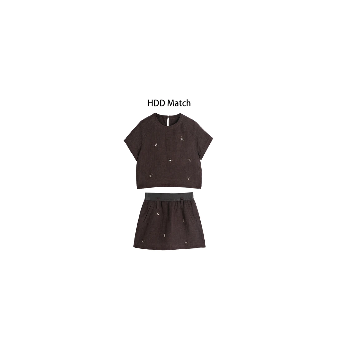 HDD Clothing"优雅法则"夏季手缝工艺短袖上衣+短裙女装套装Y7724