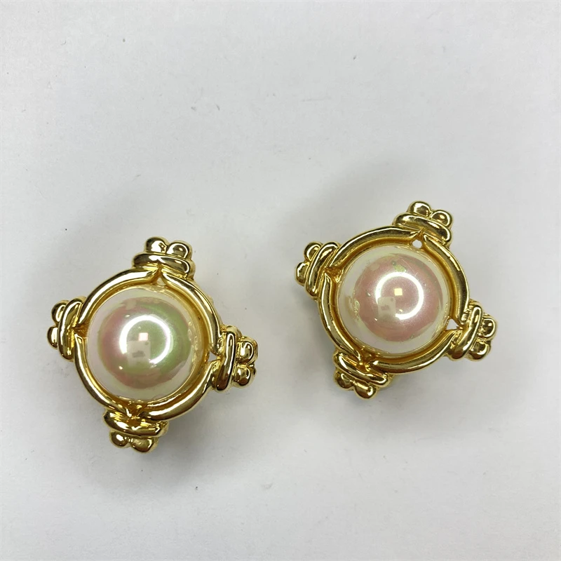 合金耳饰 金色珠珠耳夹2-21【2070114-034】