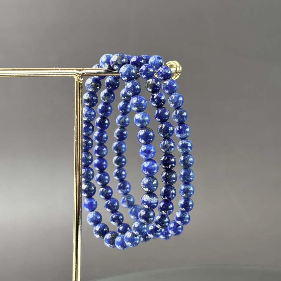 【 药师】青金石5-6mm素圈手串面小仙多样性发其一