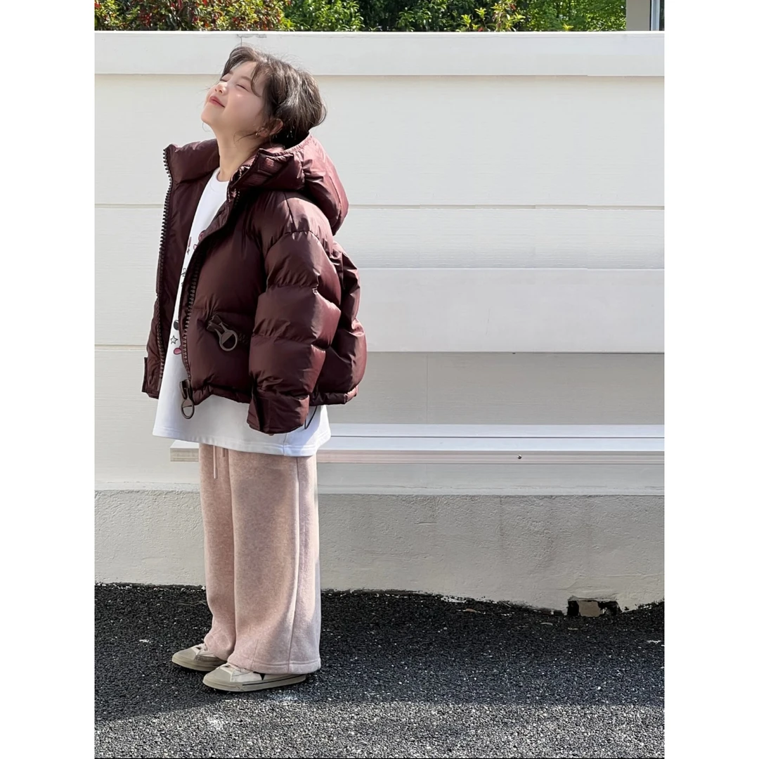 NY24DY7686新款儿童铁锈红色羽绒服