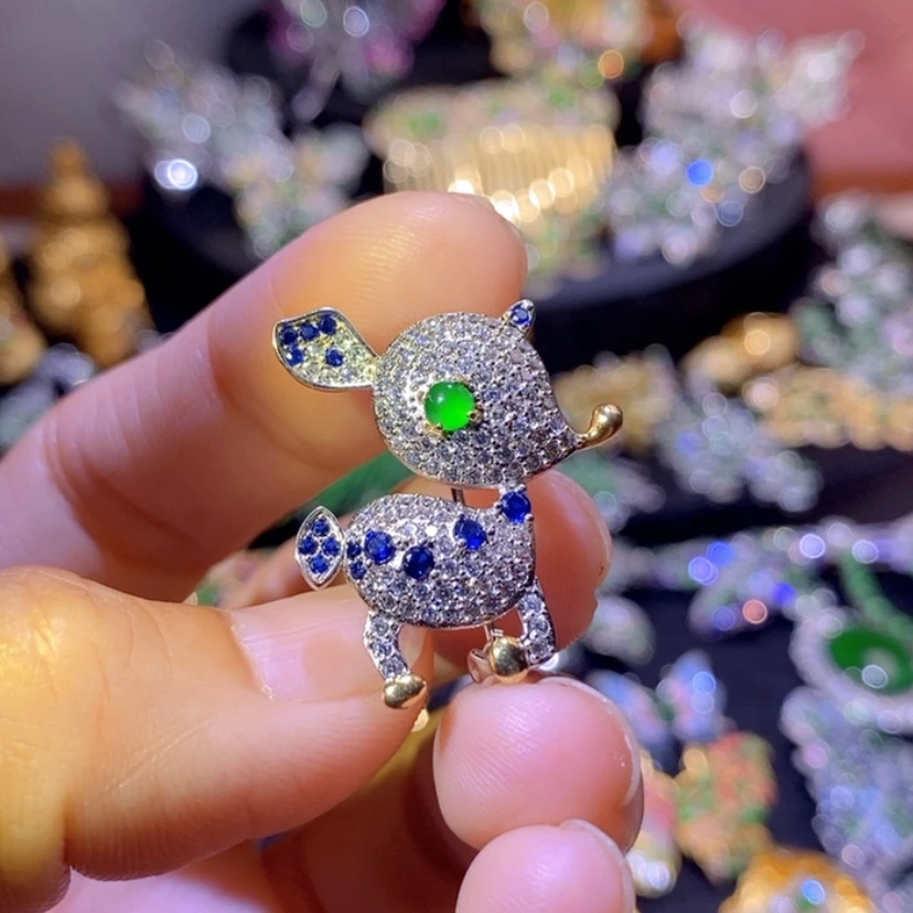 【闪购商品】翡翠挂件银S925镶嵌天然翡翠