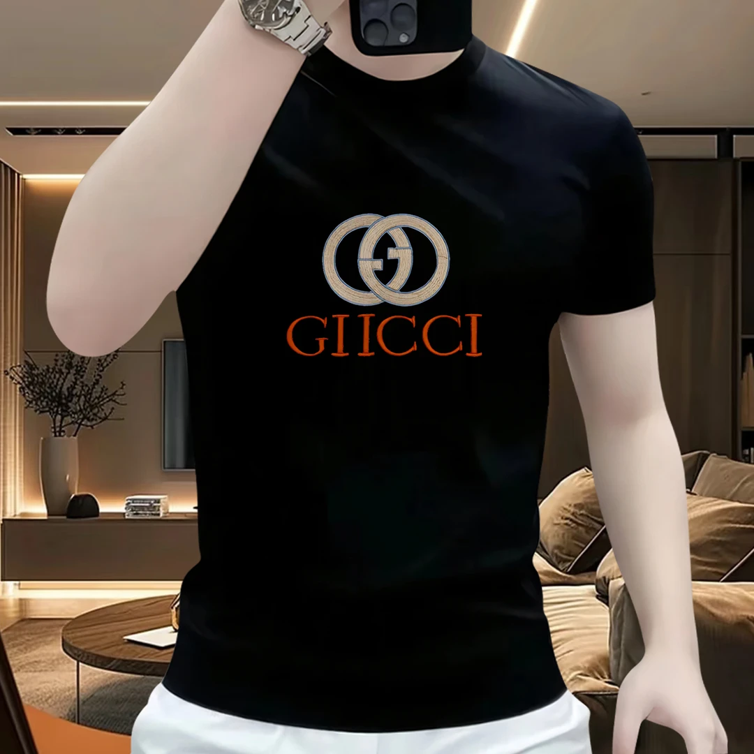 2025年夏季爆款百搭潮流圆领透气休闲美式短袖t恤大码男装上衣潮