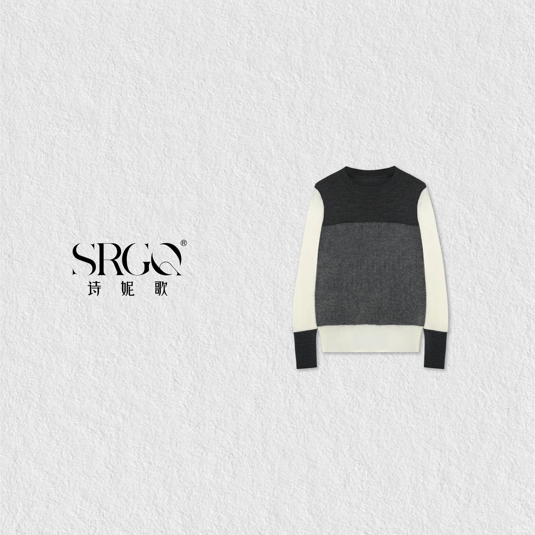 诗妮歌绵羊毛 |【巴塞罗那】高级拼色针织羊毛衫