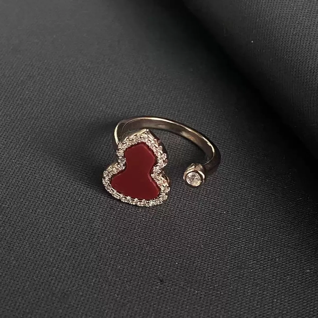 黄铜锆石戒指 铜合金红贝壳戒指070