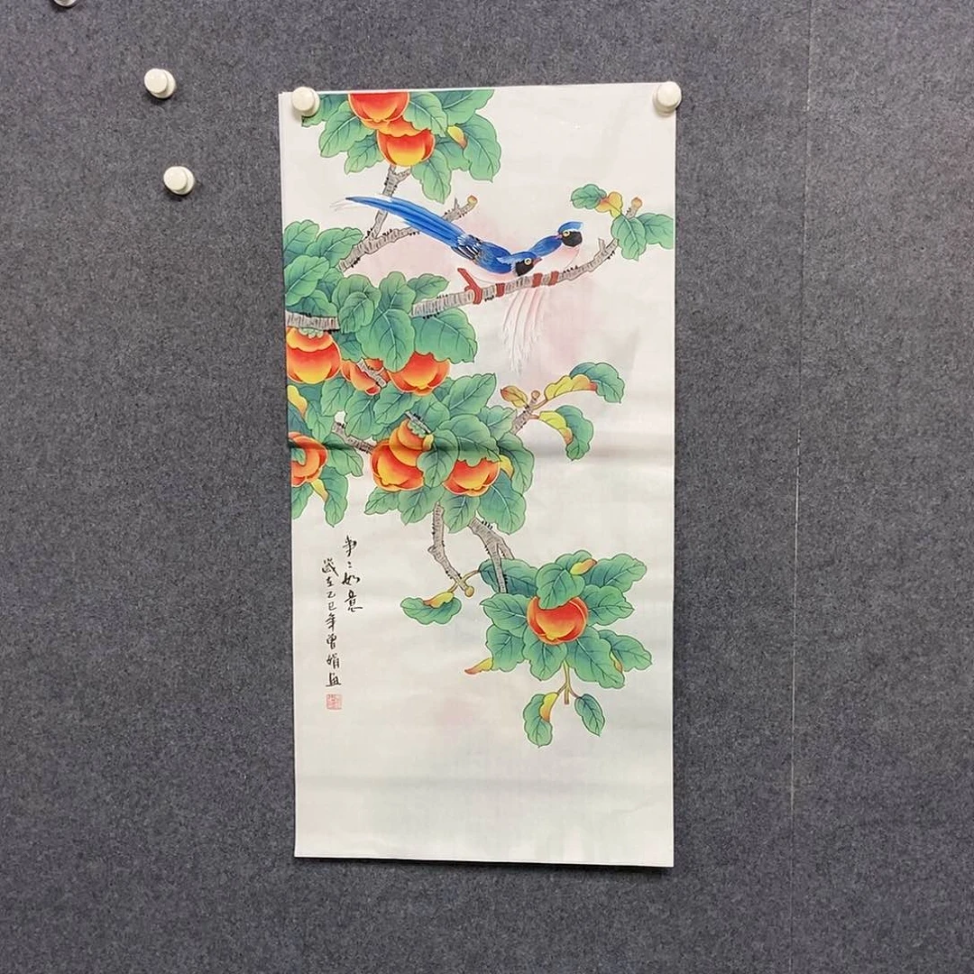 国画三尺工笔花鸟一幅