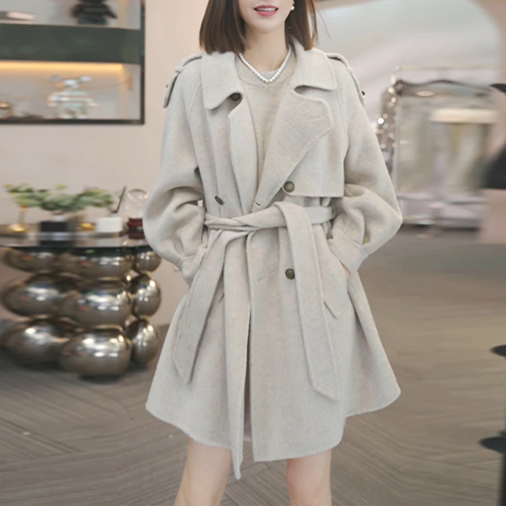 法式秋冬季新款时尚气质休闲中长款大衣外套时尚设计感洋气衣服