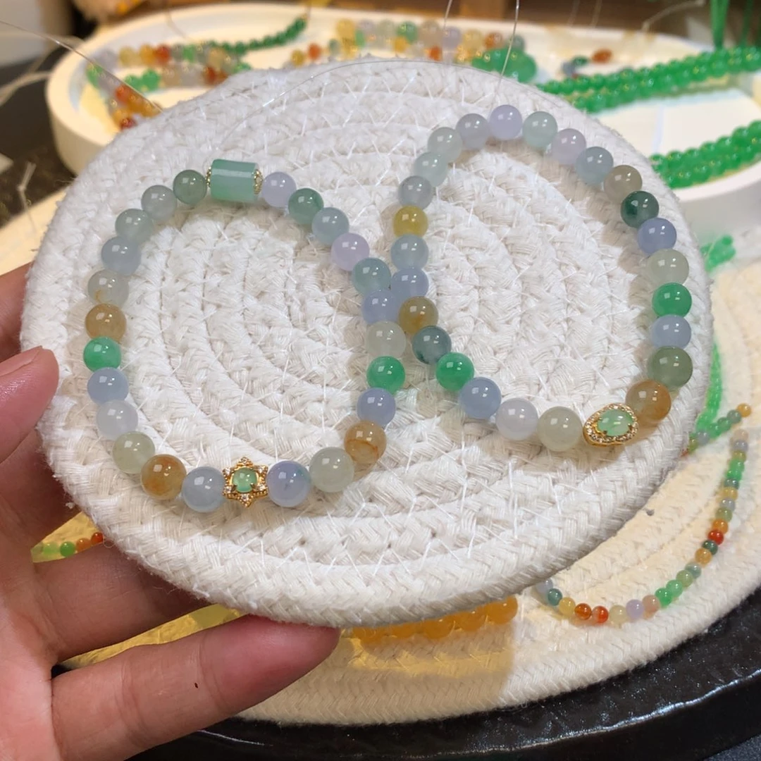 翡翠散珠冰种多宝手串7mm