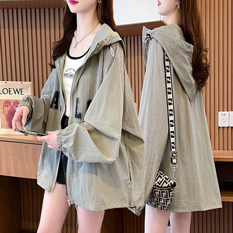 胖mm大码连帽防晒衣女防紫外线2025夏季新款韩版透气开衫上衣外套