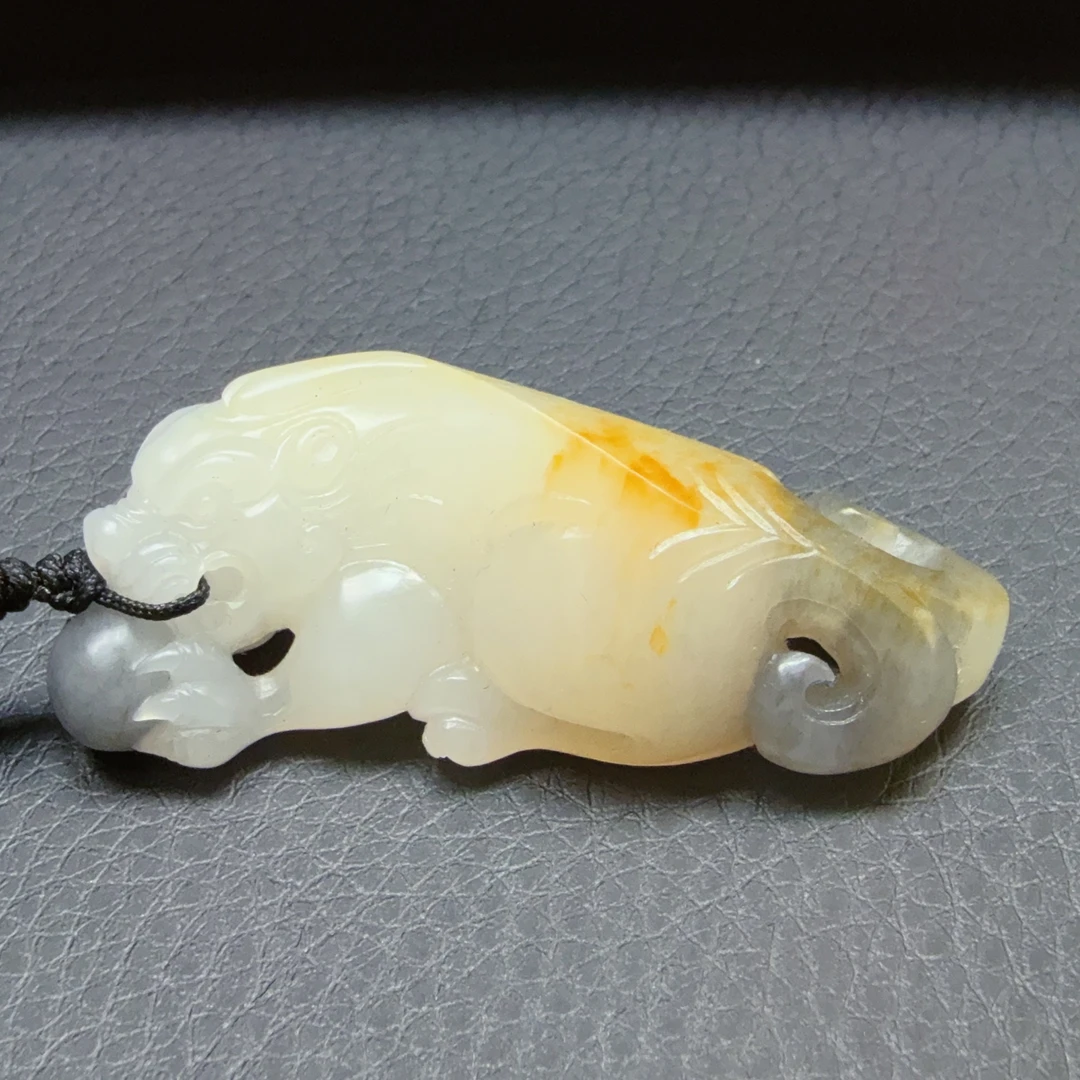 【伟伟鉴定】和田玉 籽 料 三彩 貔貅吊坠 51/23/16 时尚百搭饰品