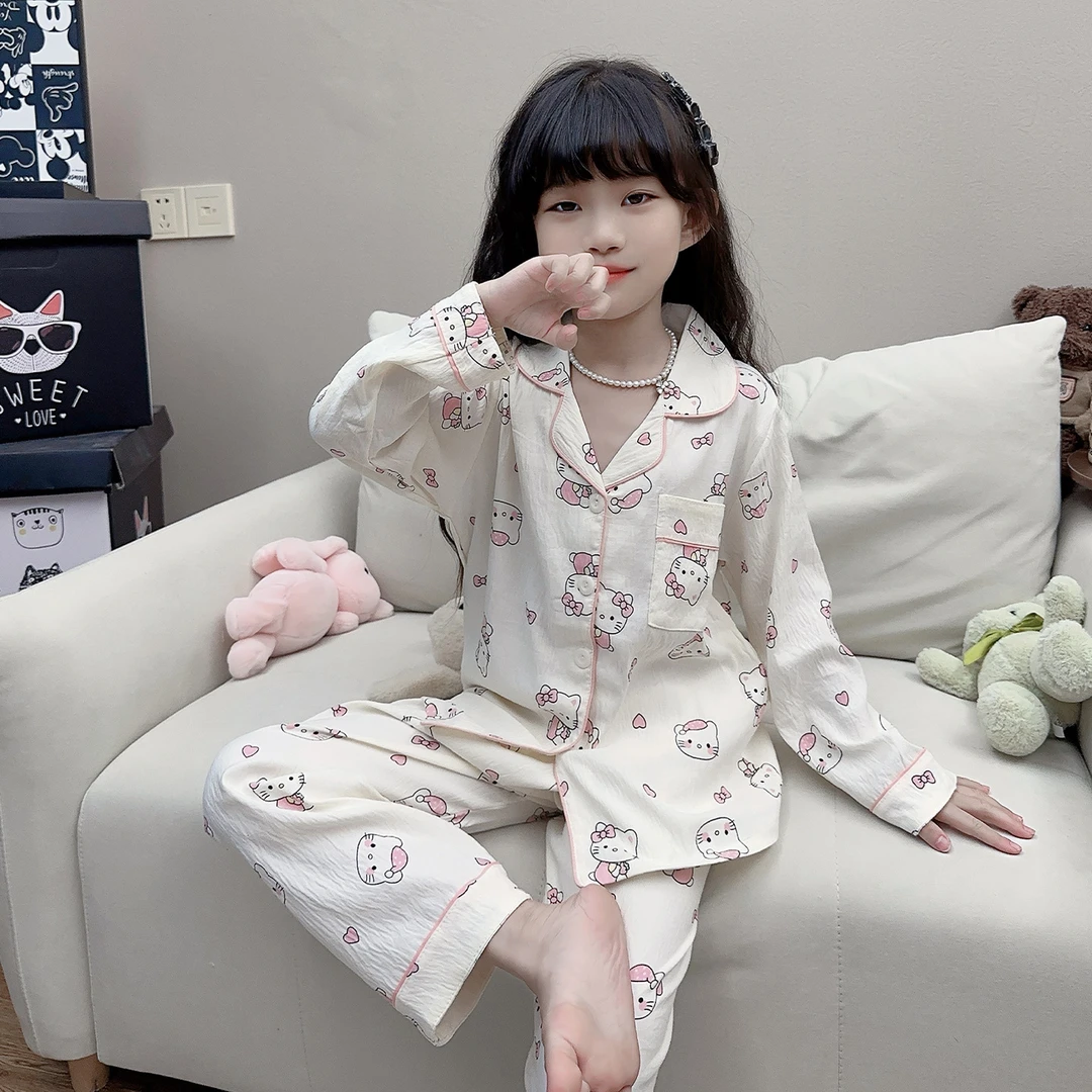 2025新款儿童睡衣女童云朵棉春秋季可爱甜美开衫长袖小女孩家居服