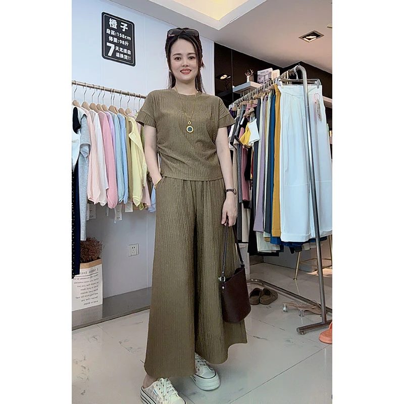 上衣+裙裤/休闲套装女气质夏季新款宽松时尚阔腿裤两件套
