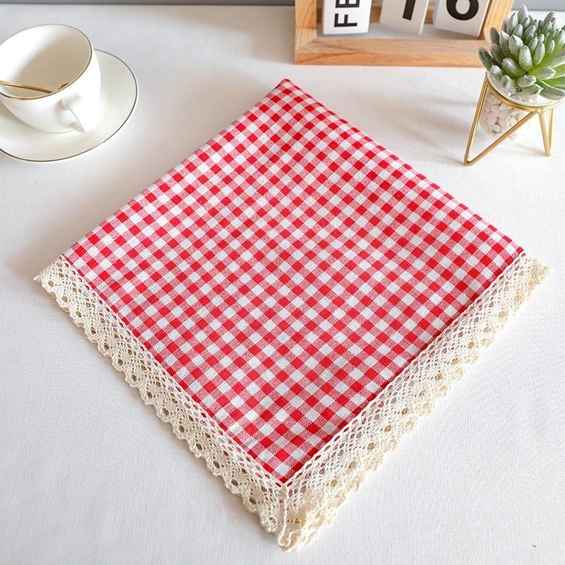 40x60cm【两片装】简约北欧ins桌布棉麻格子茶几布餐桌布艺小清新
