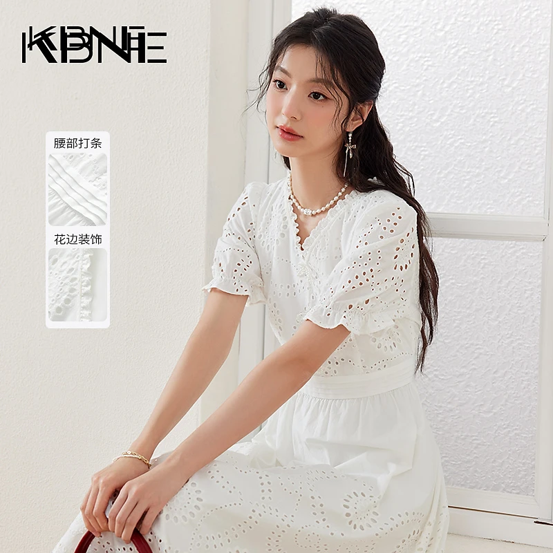 【品牌福利5170】KBNE2025夏装新款气质优雅轻奢绣花连衣裙子女