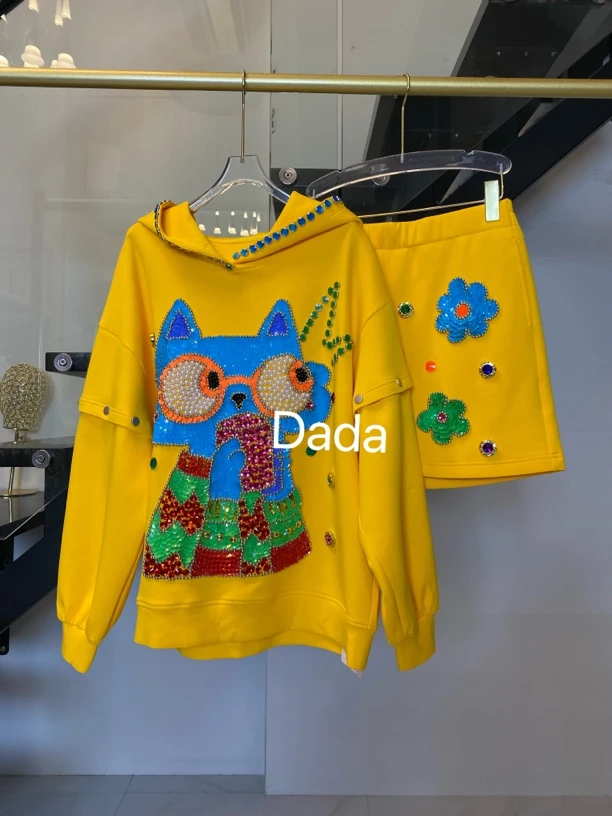 Dada设计款新款重工个性款休闲时尚百搭宽松套头卫衣套装C10893