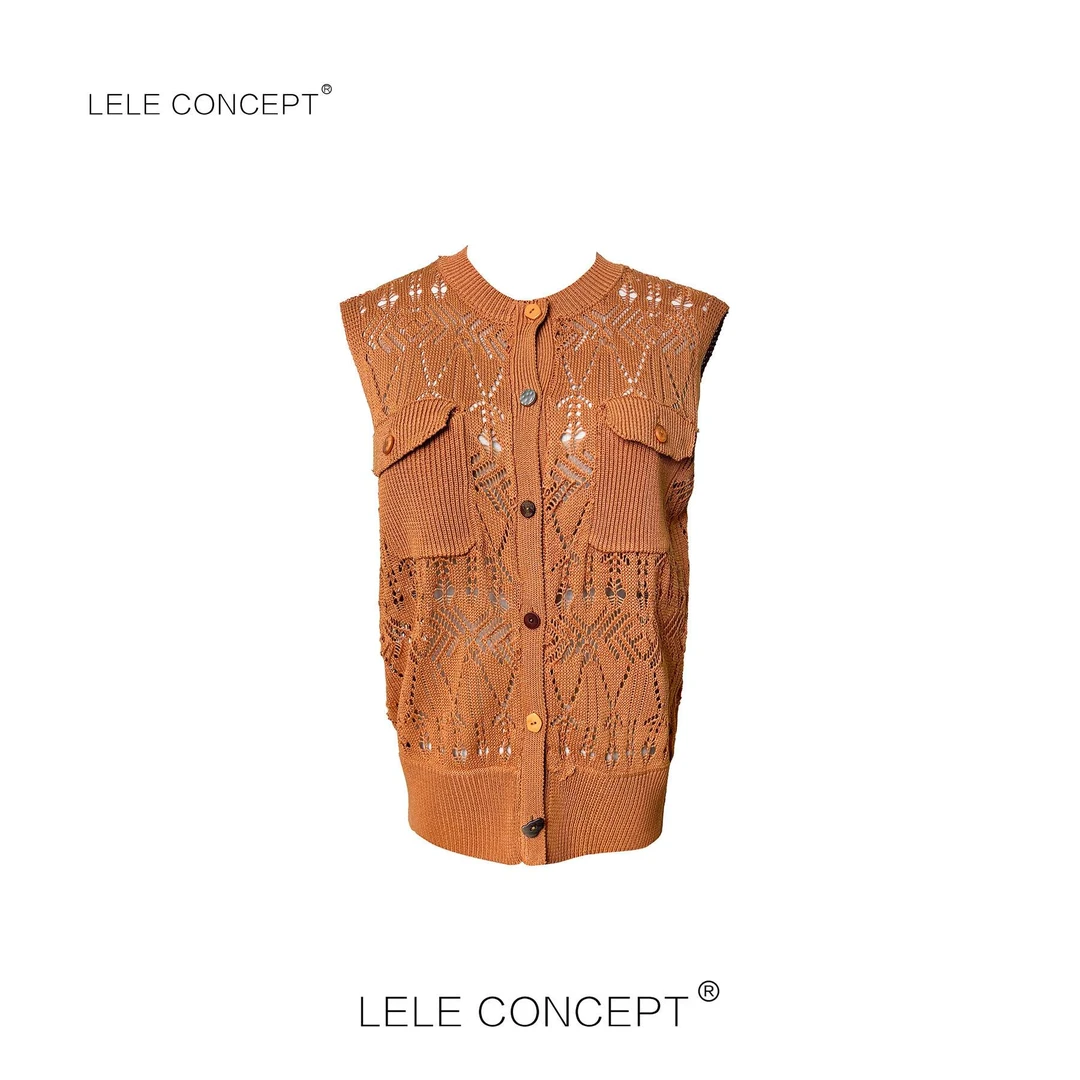 LELE CONCEPT丨都市气质洋气设计款无袖针织马甲S0972