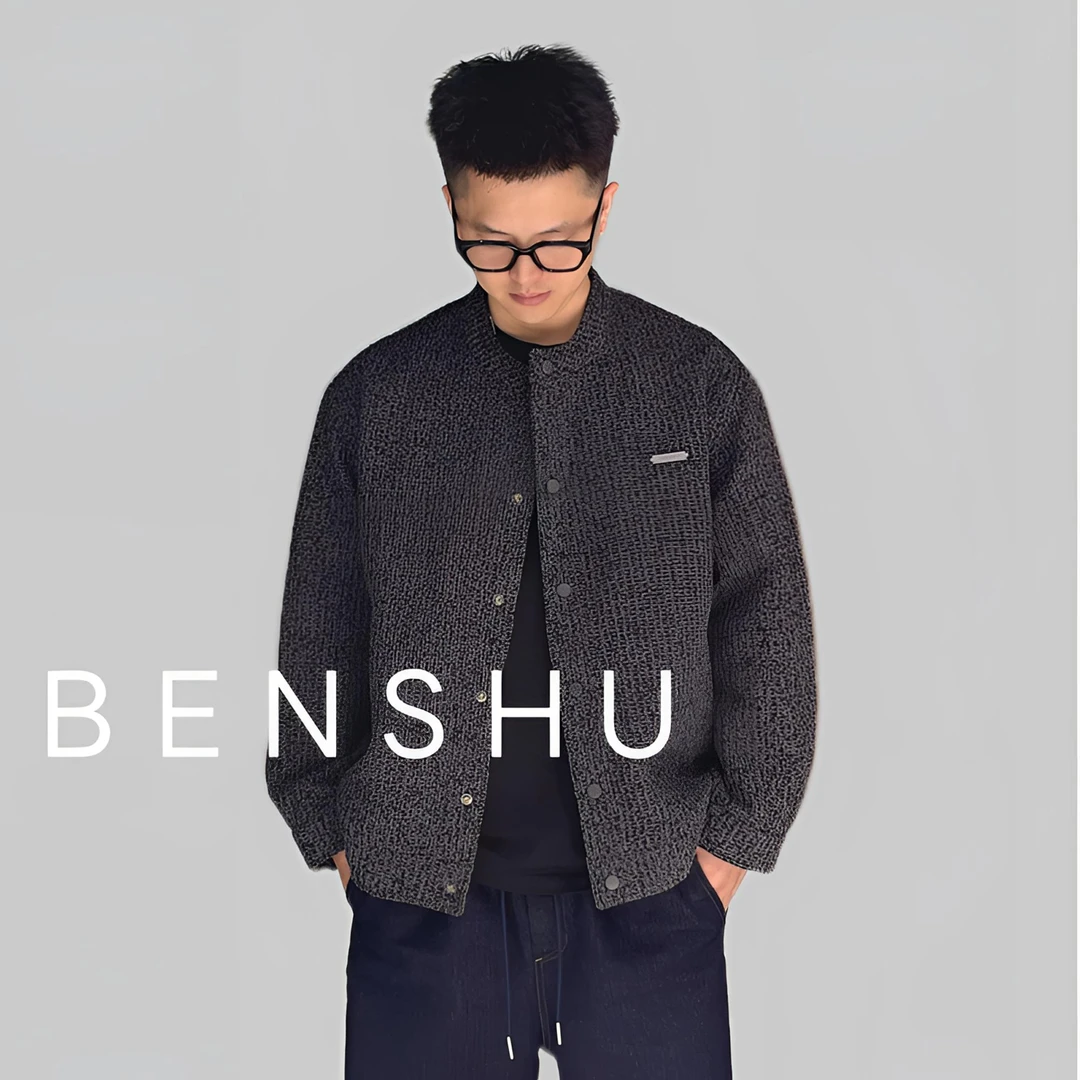 BNSU本述新款高级感小香风男轻奢潮牌棒球领春秋宽松韩系9911