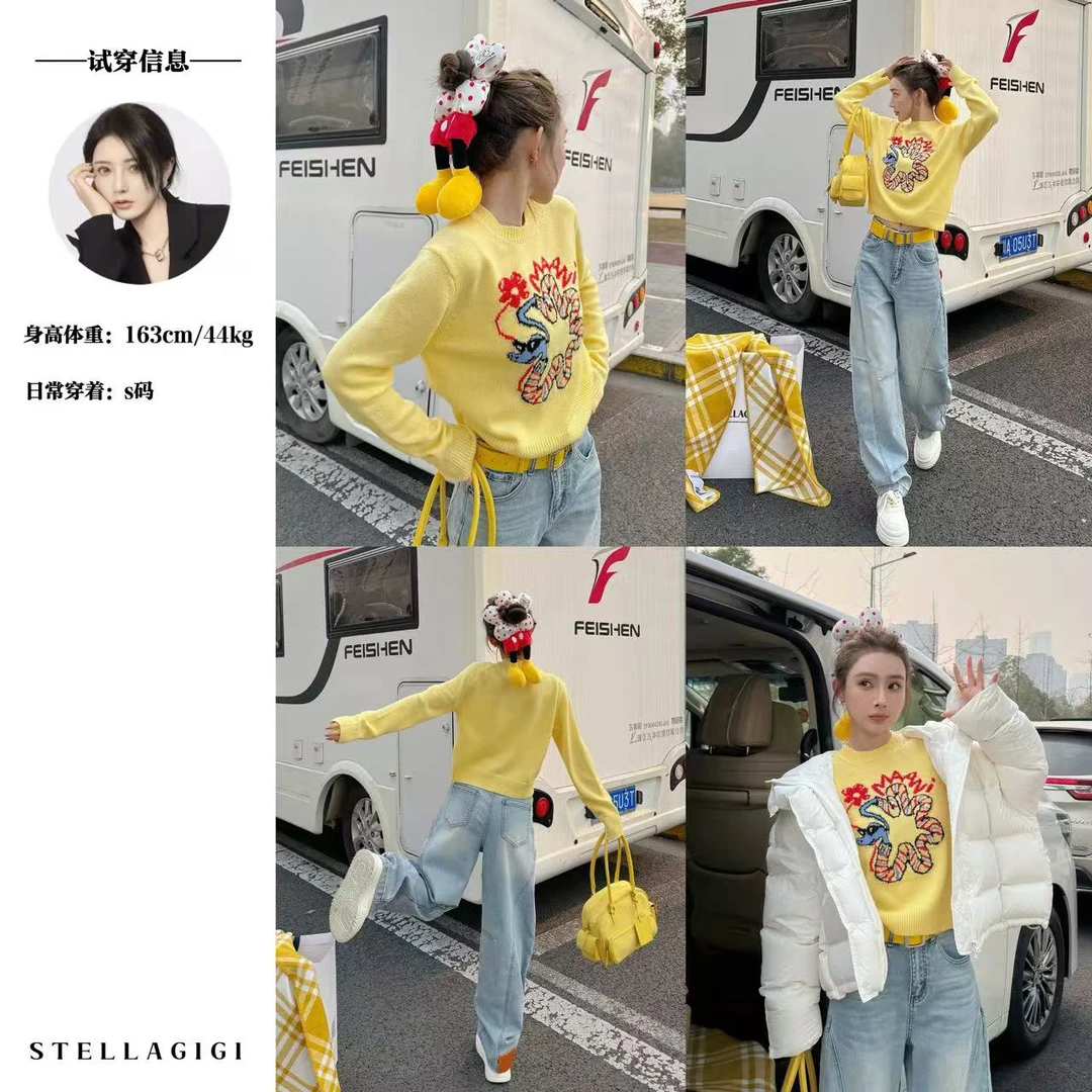 SG / 杨依姗 AW 蛇年限定 撞色提花圆领套头羊毛毛衣MY-20242842