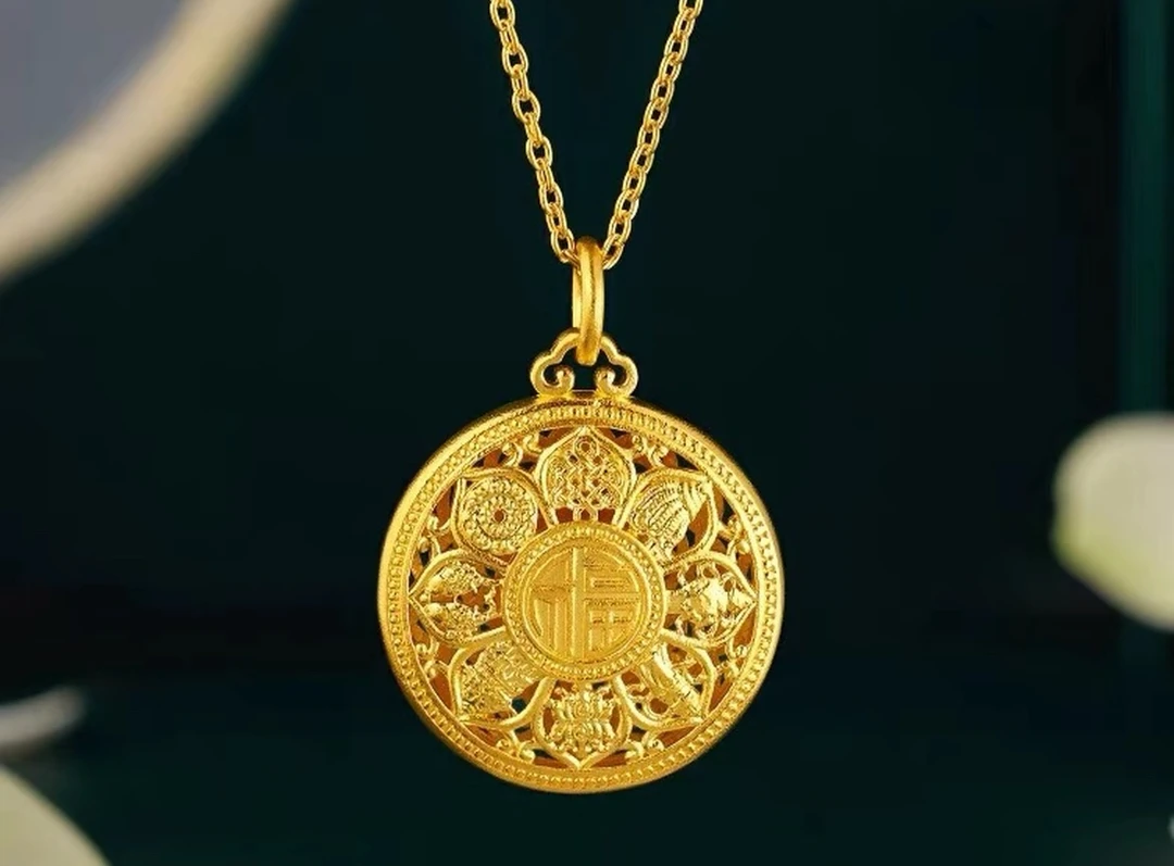 999足金黄金项链女新款古法黄金纯金镯子生日礼物9.4克