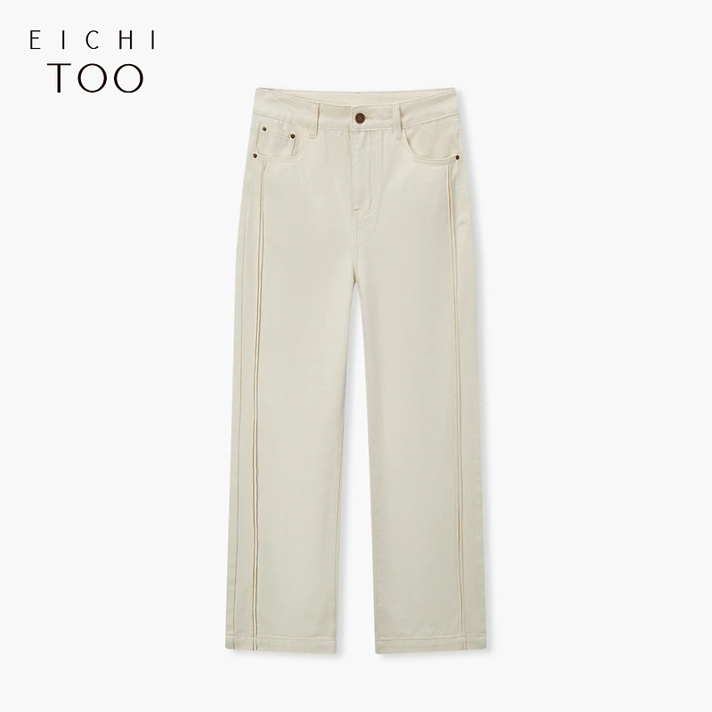 爱居兔新款简约大气宽松舒适时尚牛仔裤阔腿裤EKNAJ3P030A