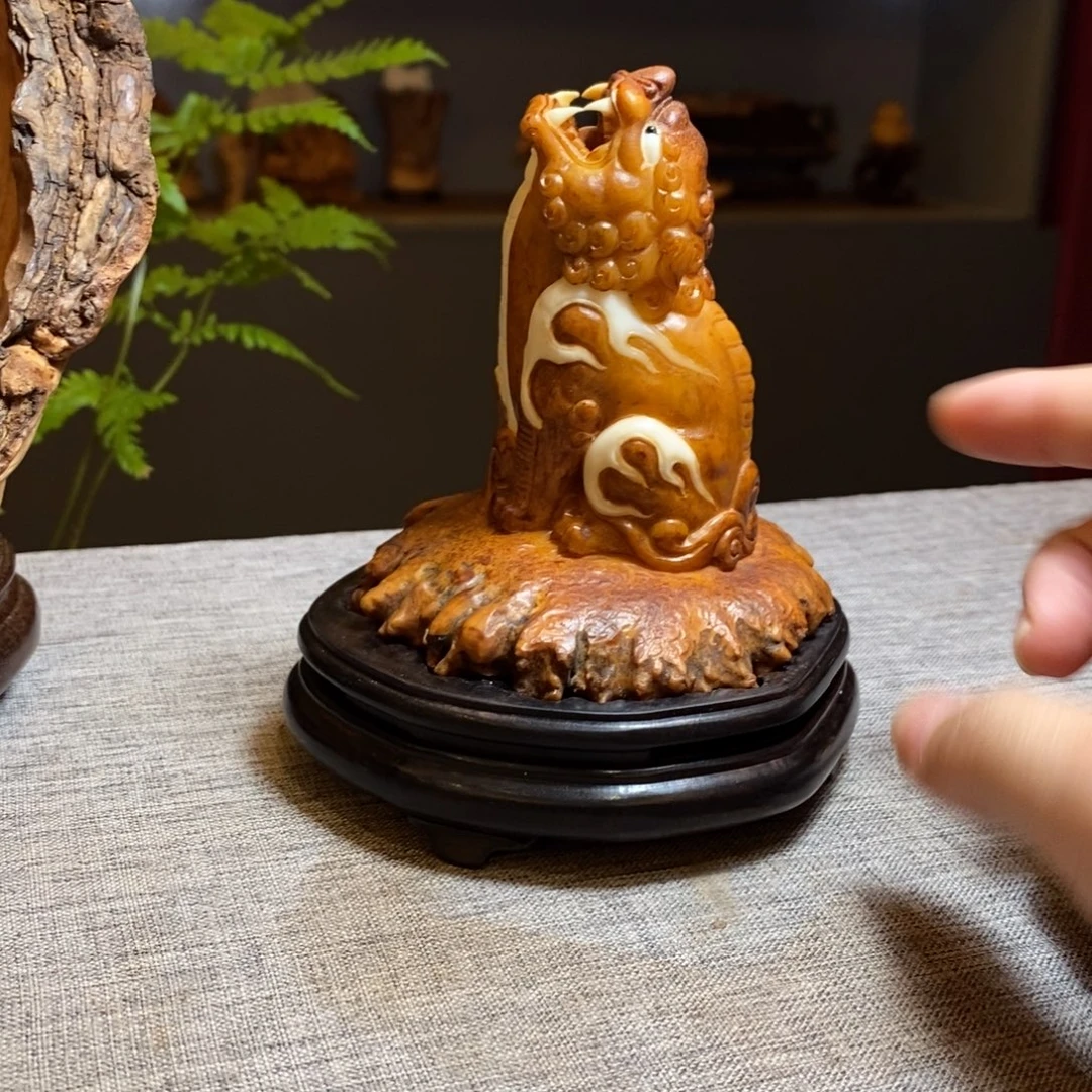 秋***凉柏木（崖柏）鹿角望天吼香炉摆件