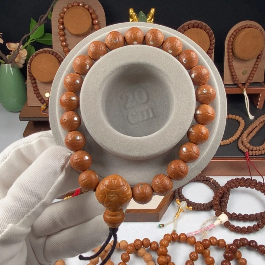 凤眼菩提手串镶嵌银钉卡11.5-11.8尺寸