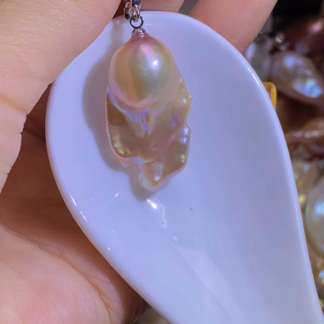 银S925镶嵌淡水珍珠天然淡水珍珠无染色无优化