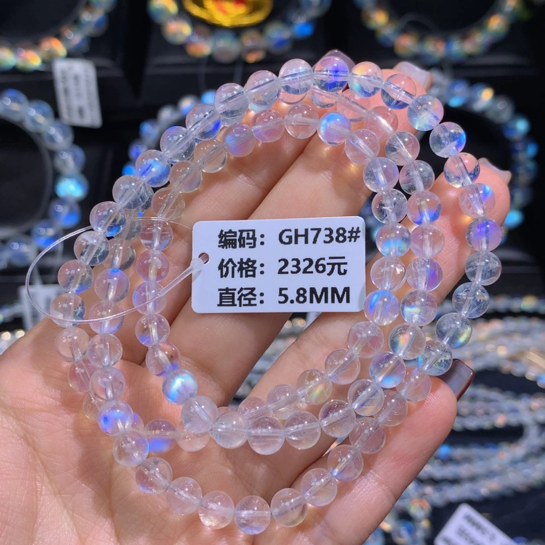 月光石手串未镶嵌GH738印度蓝月光多圈手串5.8mm