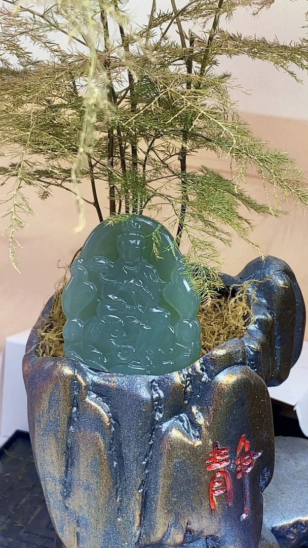 纯天然和田玉十二生肖本命佛吊坠普贤菩萨属龙守护神