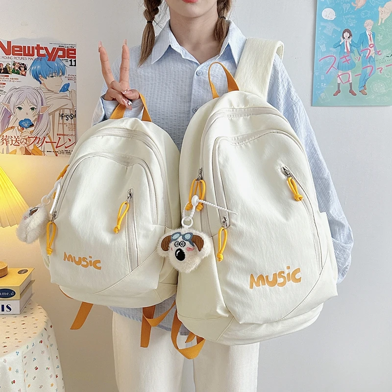 学院风字母双肩文艺风透气书包小清新城市轻运动风森系简约