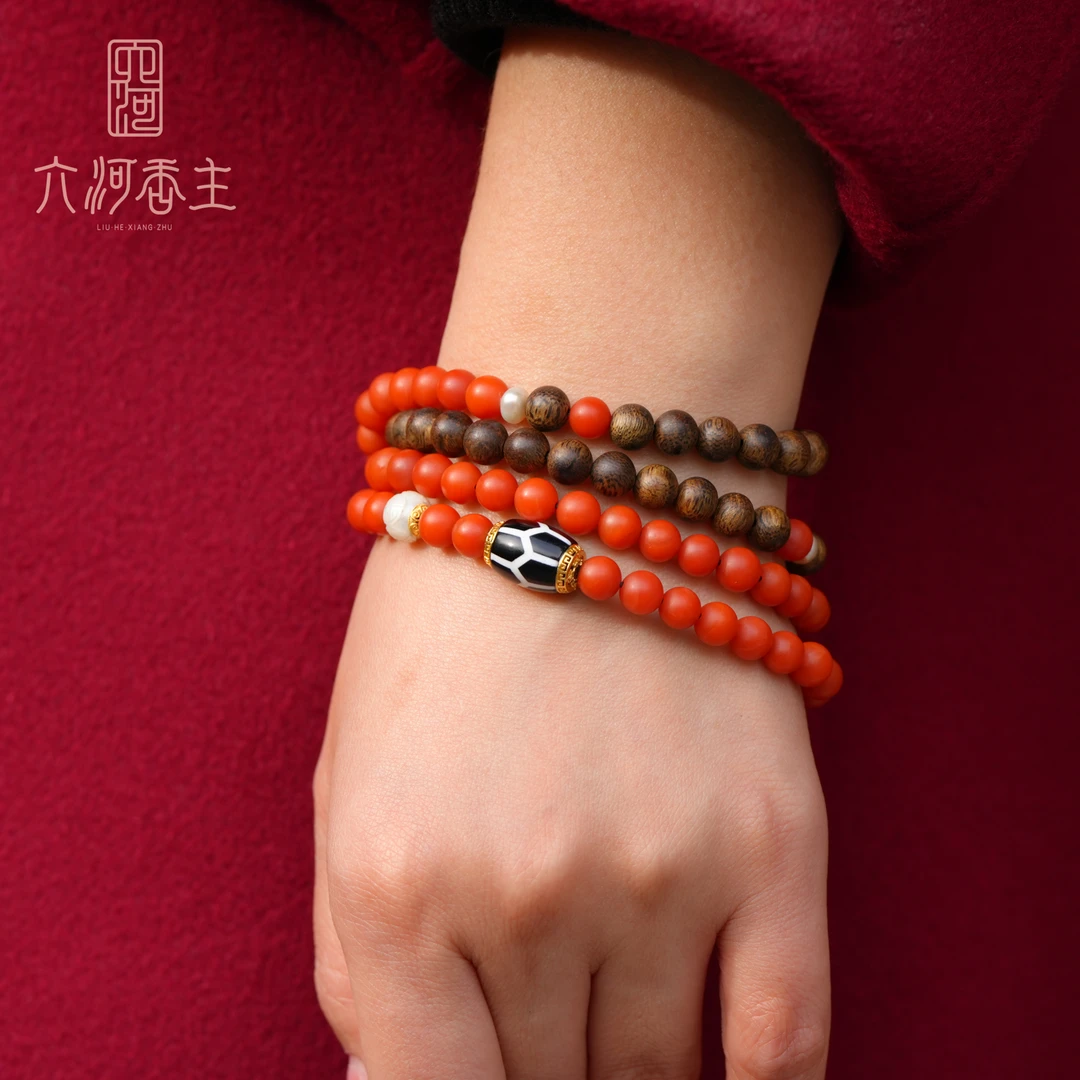 【九华大愿·愿您如愿】富甲长乐-老矿料保山南红6mm·棋楠108多圈