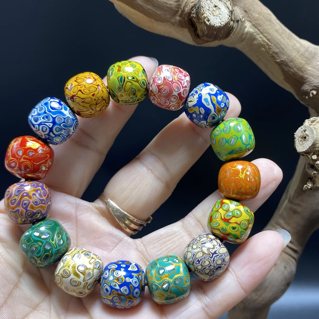 规格13/14cm镶嵌螺钿多宝大漆珠手串 漆器 木质 非遗文化传承