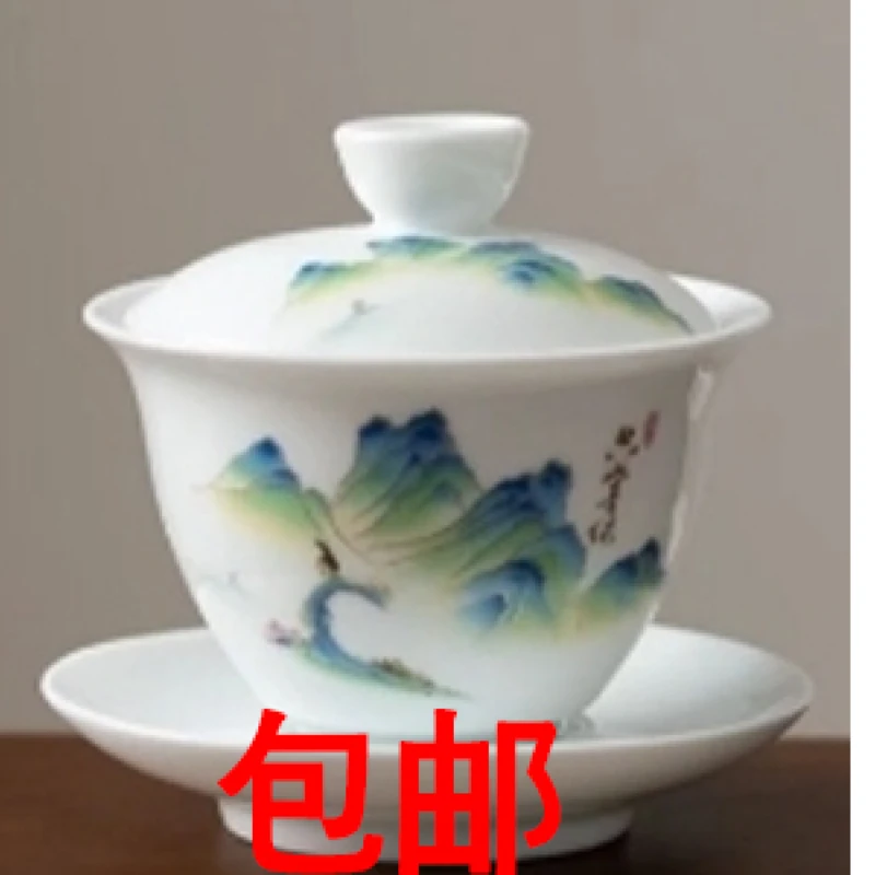 DD-TJ001-只此高档手工陶瓷青绿白瓷盖碗【单品包邮偏远除外】