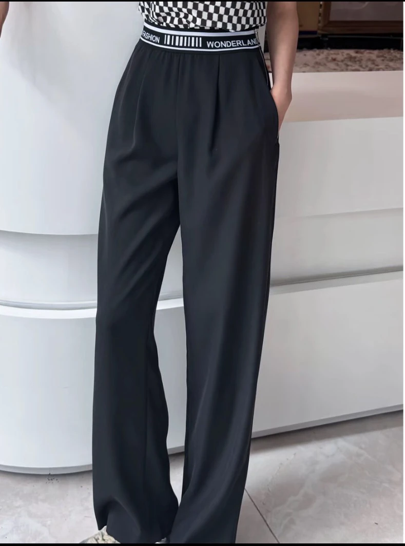 易缔媤/阔腿裤夏季高腰显瘦窄版冰丝直筒裤宽松防晒舒适百搭薄款