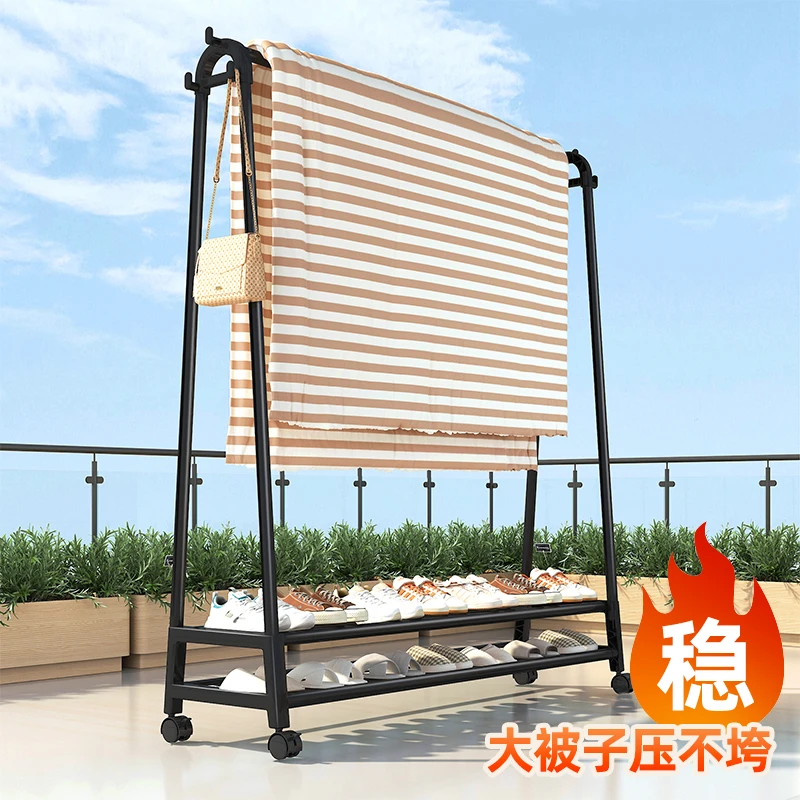 卧室落地衣帽架可移动轻奢衣帽架承重力强置物架挂衣架实用晾衣架