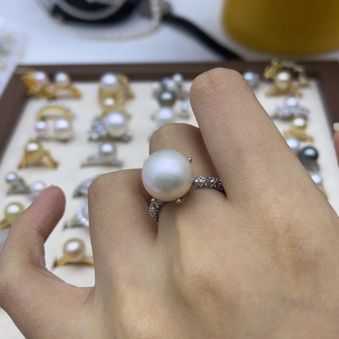 淡水珍珠银S925镶嵌戒指