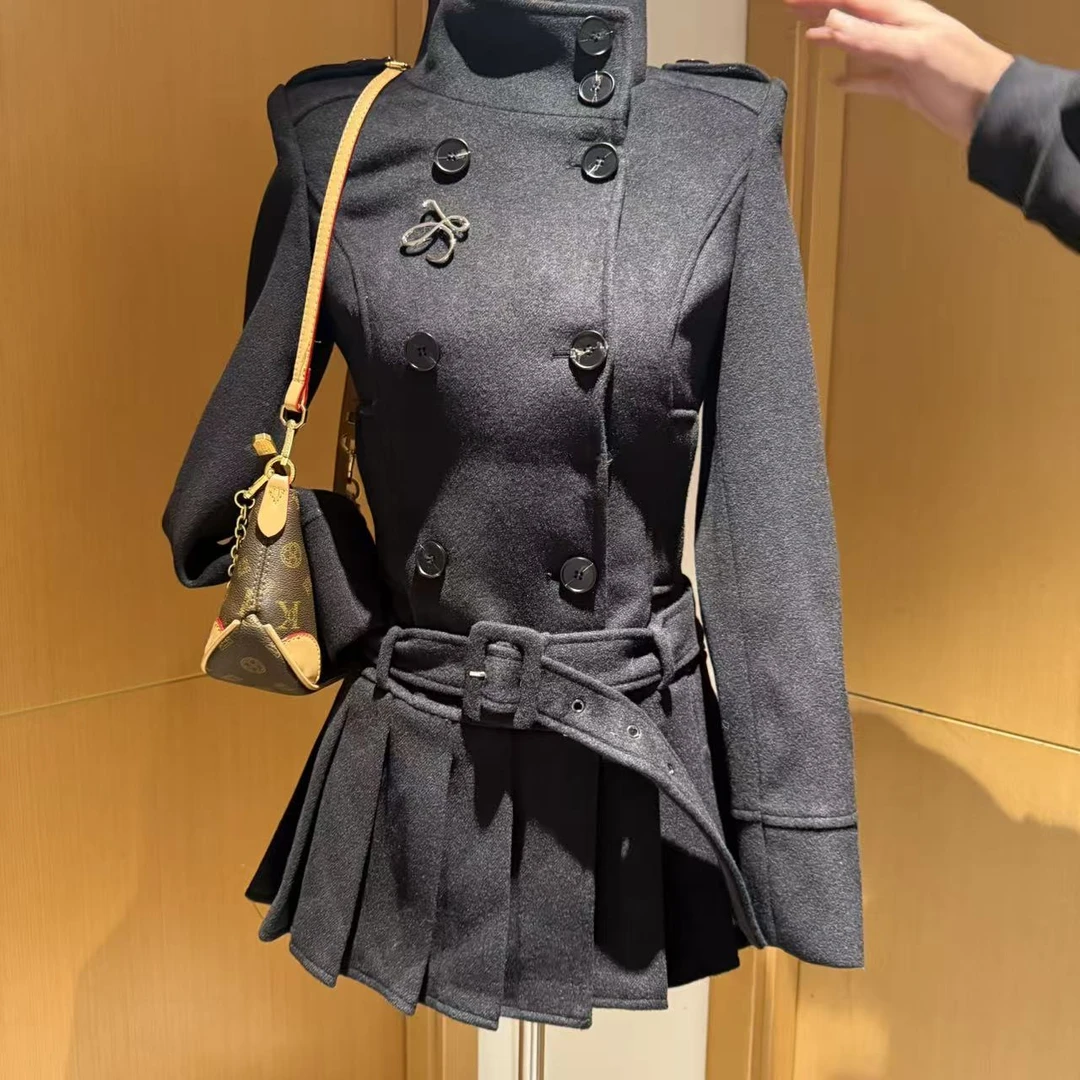 高级感显瘦韩系立领双排扣外套