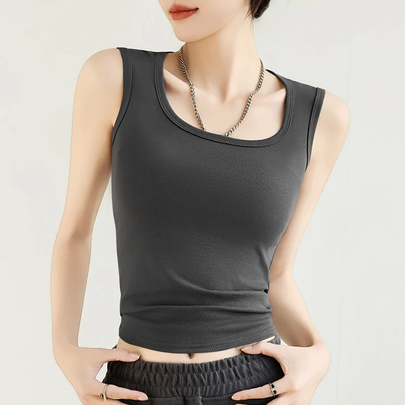 纯棉吊带背心女夏季新款工字内搭宽肩遮副乳修身白色打底上衣显瘦