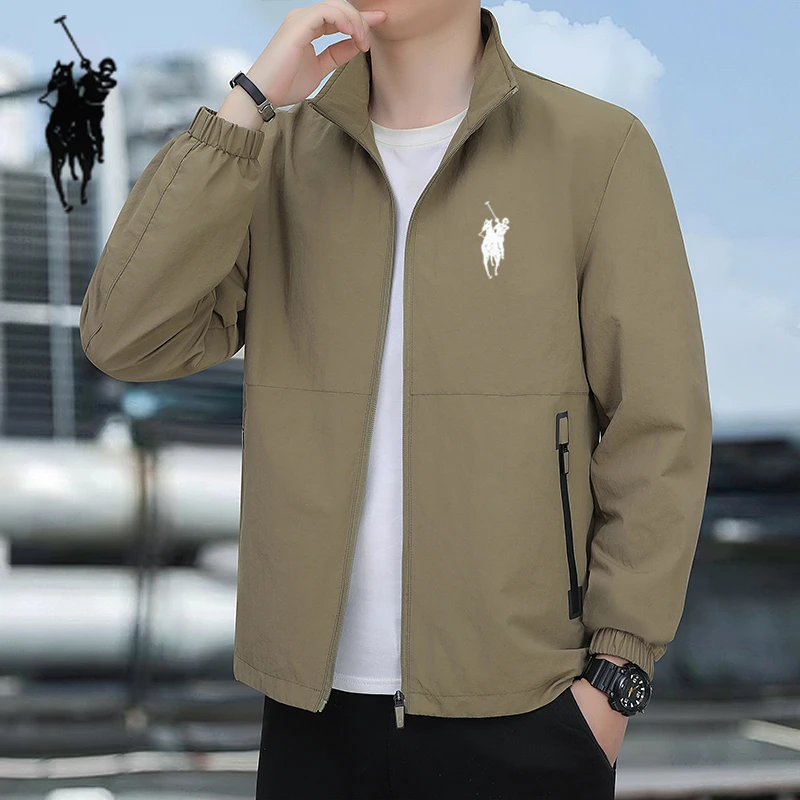 保罗夹克外套春秋季休闲大码宽松防风男大码立领户外薄款冲锋上衣