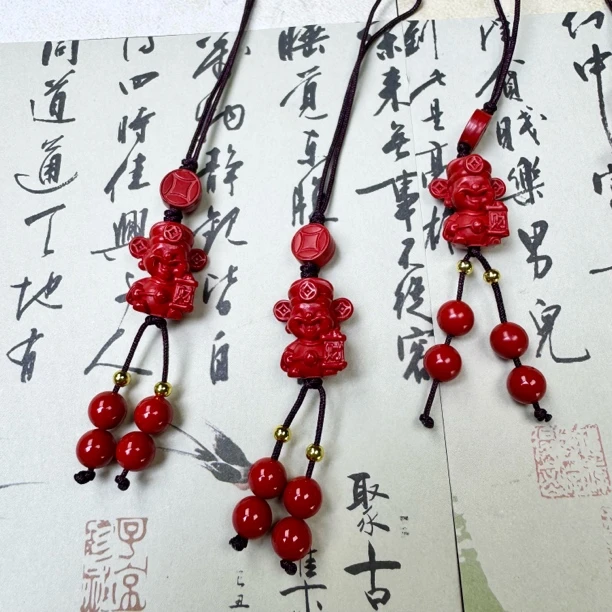 含辰砂工艺品西亚珠宝HY101朱砂含辰砂财财手机链