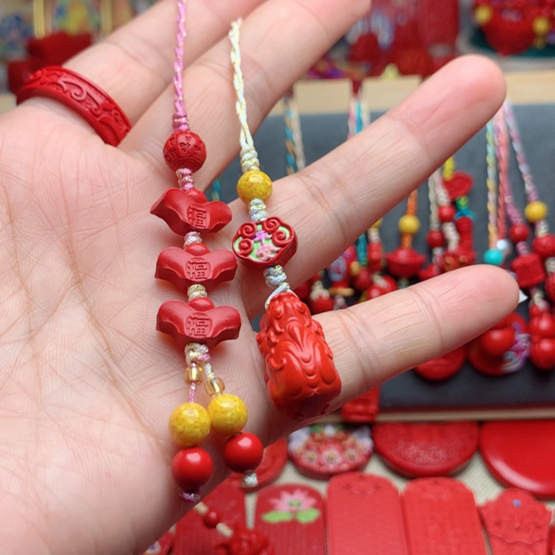 天然辰砂工艺品朱砂手机坠